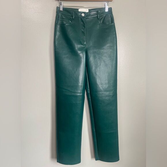 Wilfred the Melina Green Faux leather pants size 4 holiday party club wear - Picture 9 of 11